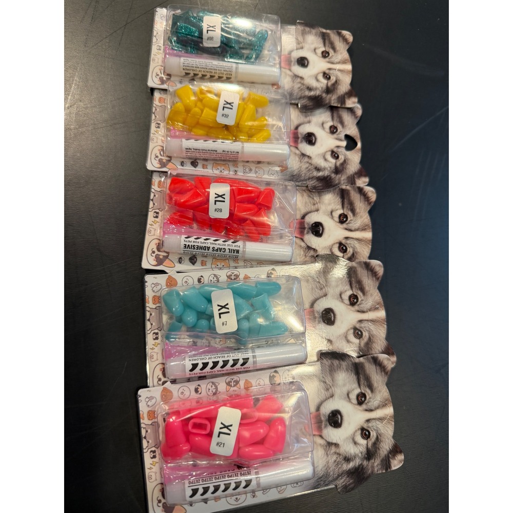 5 Pack Dog Nail Caps XL 100pc Bundle Soft Claw Covers with Adhesive Multi Color
